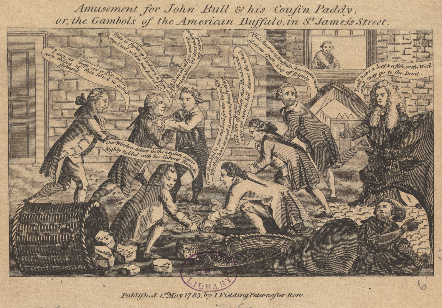 Paternoster Amusement for John Bull, his_cousin Paddy or the gambols of the American buffalo in St. Jamess street